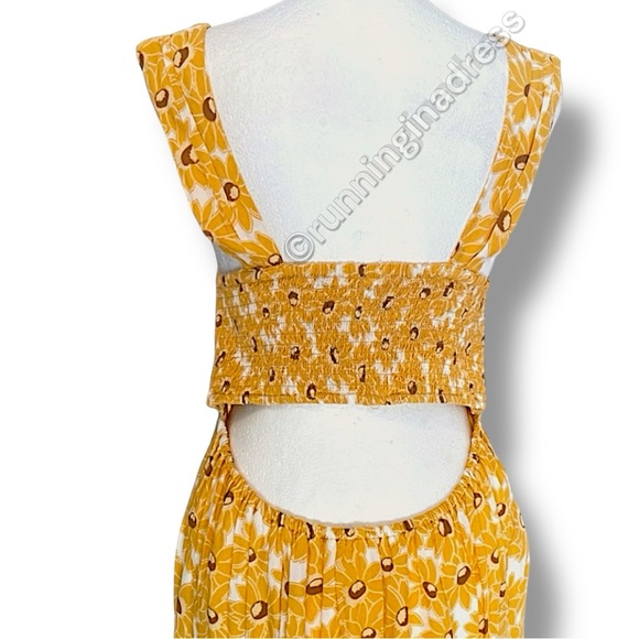 NWOT Free People Rosalee Midi In Yellow Sunflower Print Size Small - Picture 10 of 12